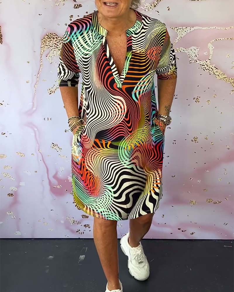 Abito scollo a V colorato