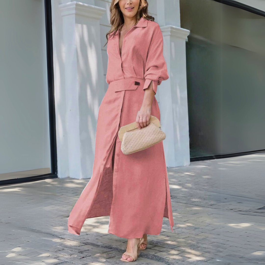 Abito lungo elegante con scollo a V