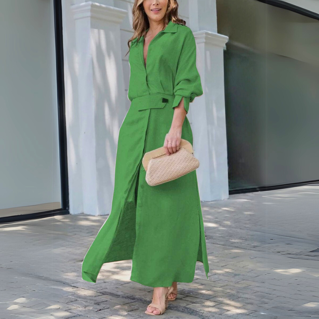 Abito lungo elegante con scollo a V