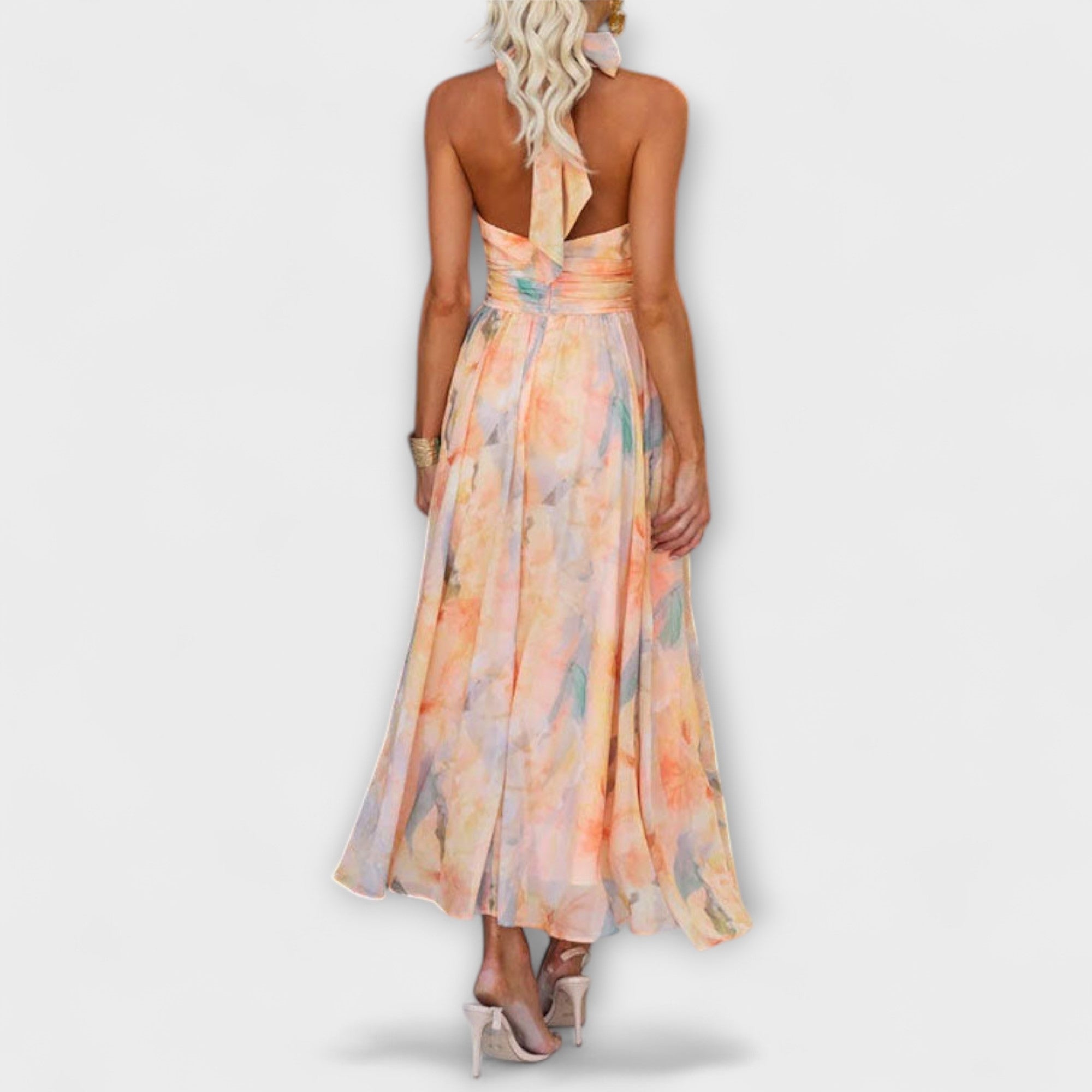 Abito maxi acquerello halter