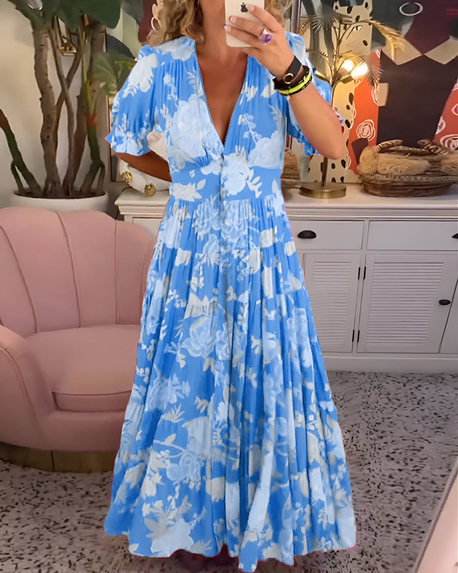 Carine – Abito Floreale con Tasche