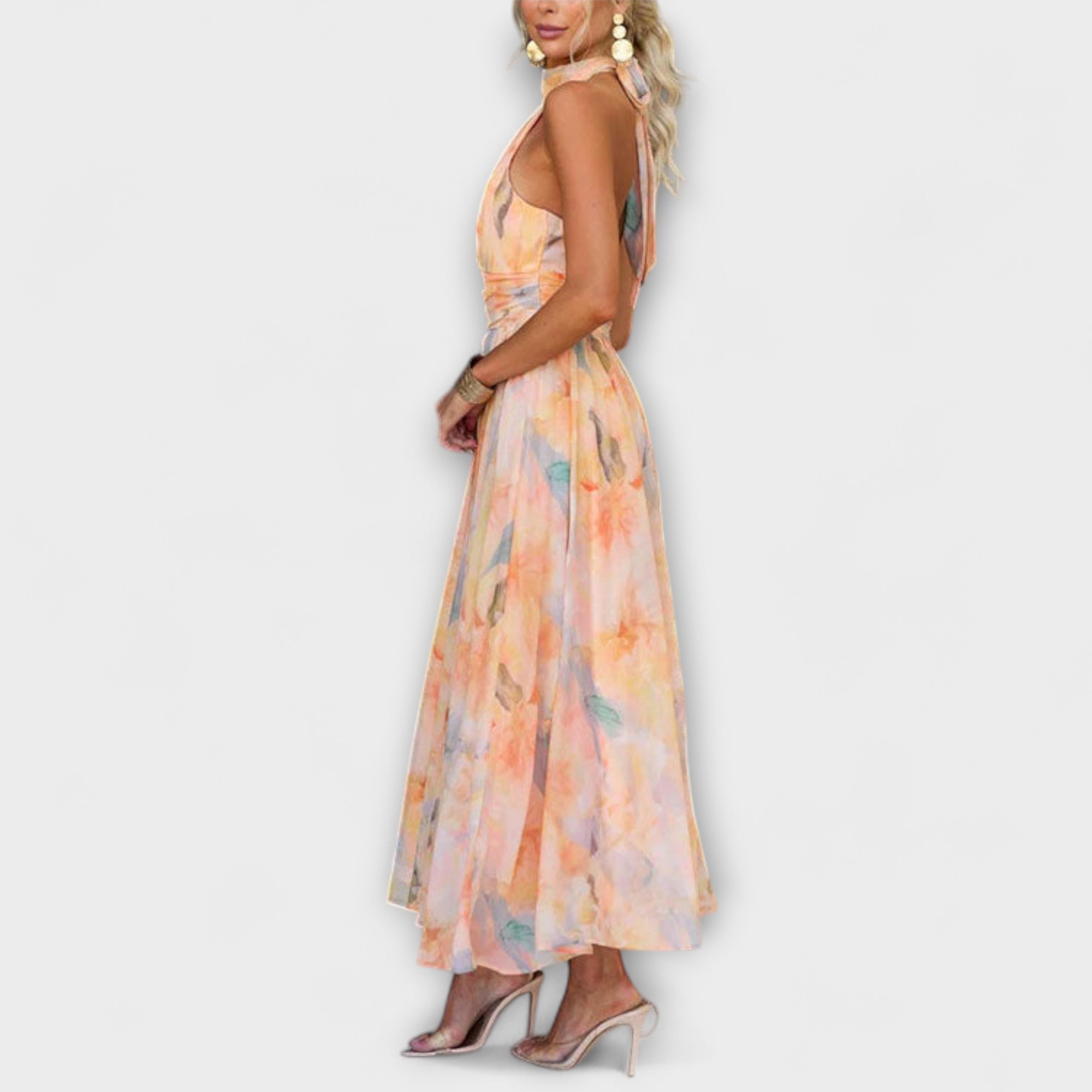 Abito maxi acquerello halter