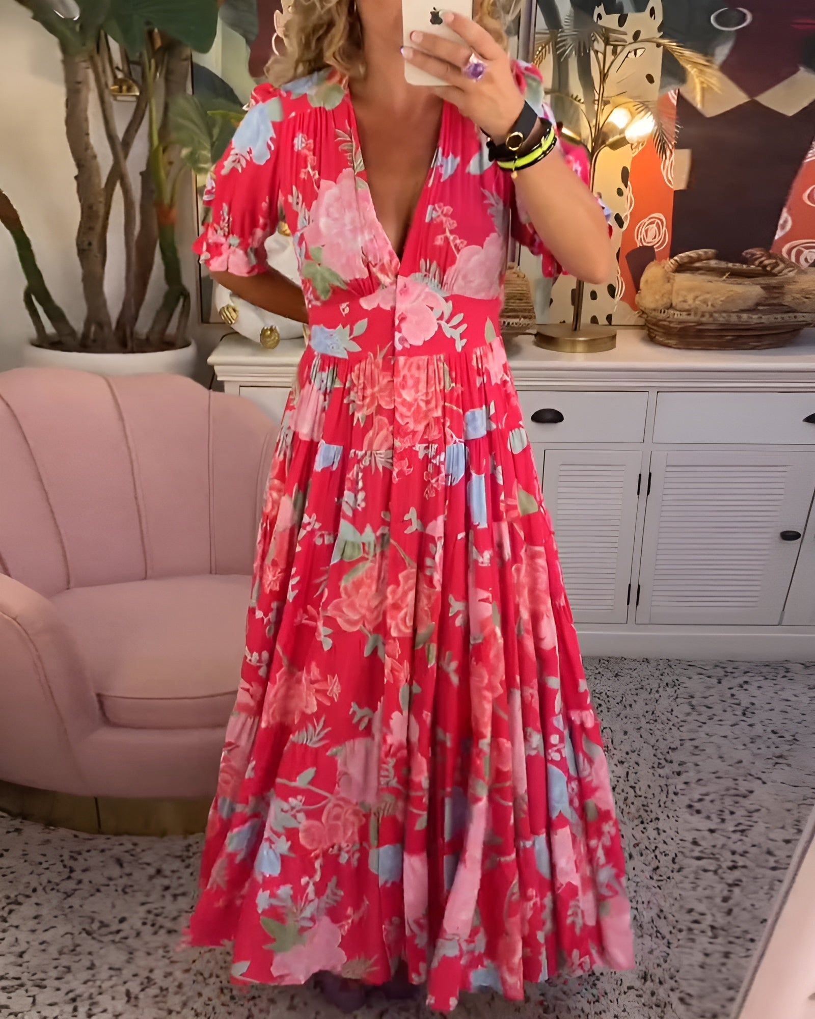 Carine – Abito Floreale con Tasche